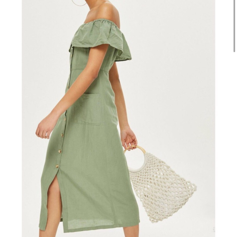topshop bardot linen dress